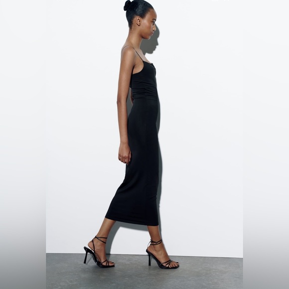 NEW WITHOUT A TAG ZARA LONG STRETCHY FITTED DRESS - Picture 4 of 8